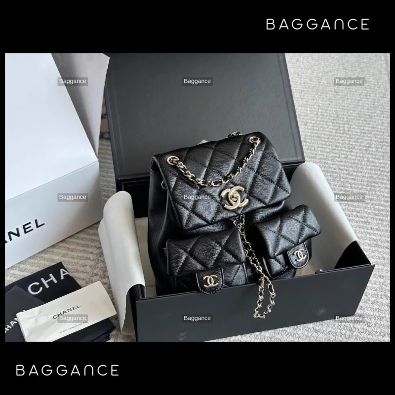 Chanel Duma Black Suede Gold Hardware 20cm Mini Backpack Full Box - EVCHFW-005