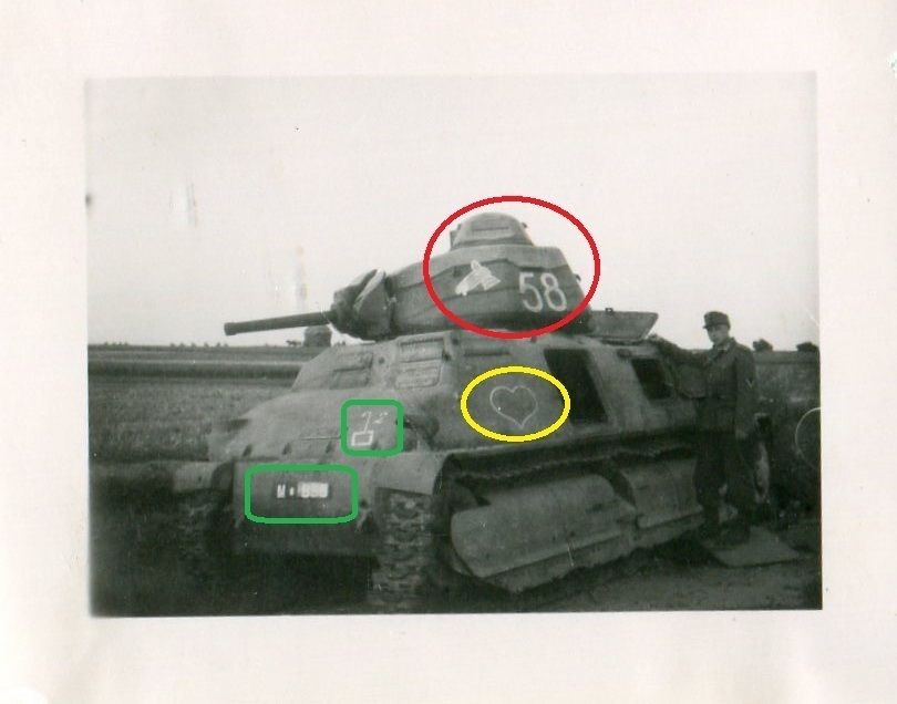 2WK Frankreich Panzer Tank Herz Kennung Nr 58 Wa