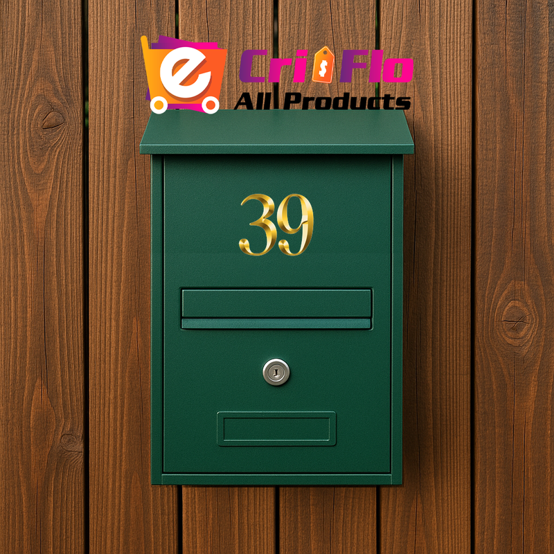 Numar cifra 39, Pentru casa, Efect 3D, Numere de usa, cutie postala, apartament, hotel, birou, camera, curte, cafenea, Autoadeziv, Cri-Flo, Culoare Auriu, Inaltime 8 cm