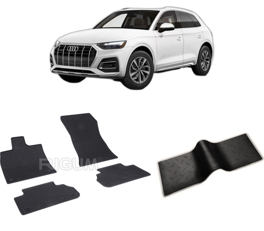 Set covorase auto AUDI Q5 III din 11.2024-PREZENT, cu covoras tunel median, CAROSERIE SUV, Presuri cauciuc 100%, compatibil cu autoturismul AUDI Q5 III, Rigum