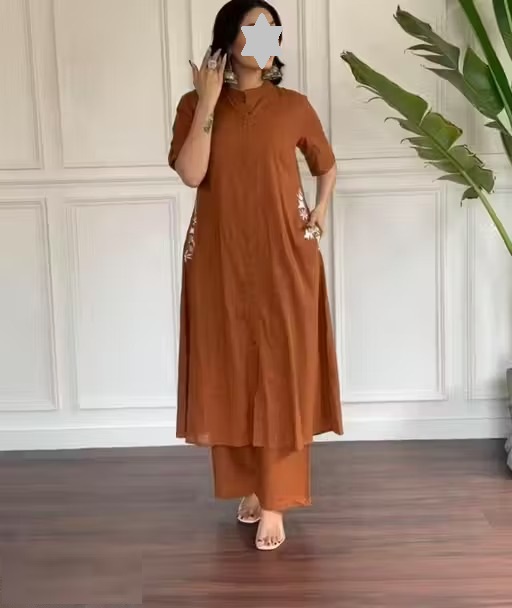 Rustic Coord set with Embroidered Pockets Color 1 (KS167)