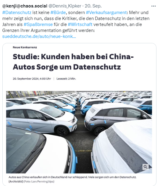 China-Fahrzeuge und der Datenschutz