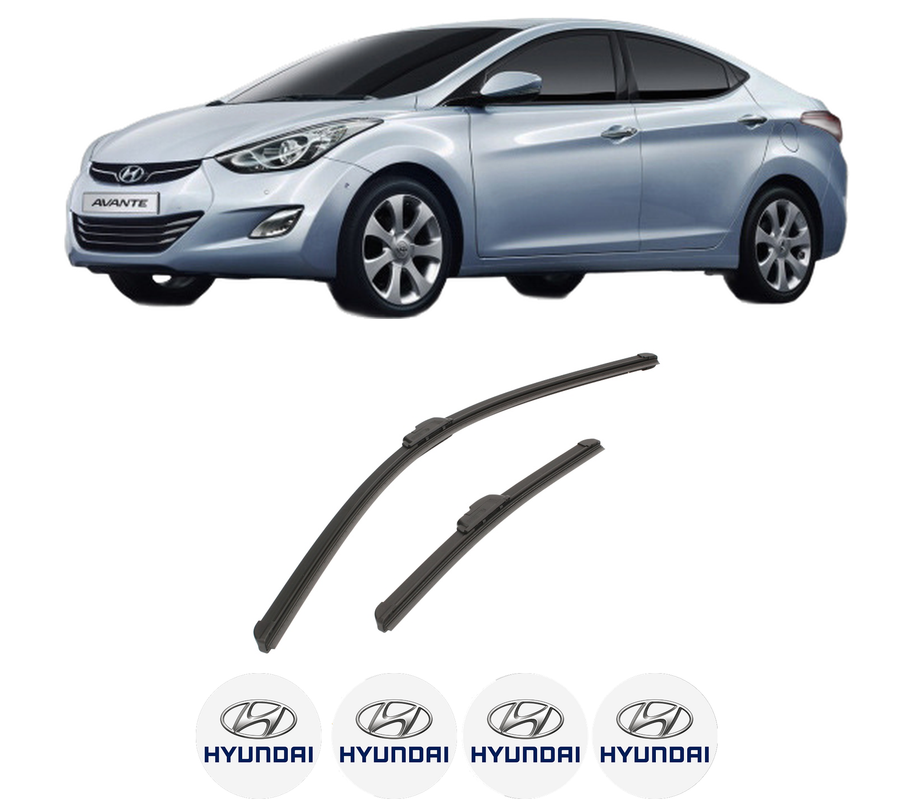 Set stergatoare auto HYUNDAI ELANTRA V Saloon (MD, UD) din 2010-2016, pentru parbriz auto, 2 bucati, Bosch Aerotwin Retrofit, din cauciuc siliconat rezistent, 4 Stickere Auto HYUNDAI