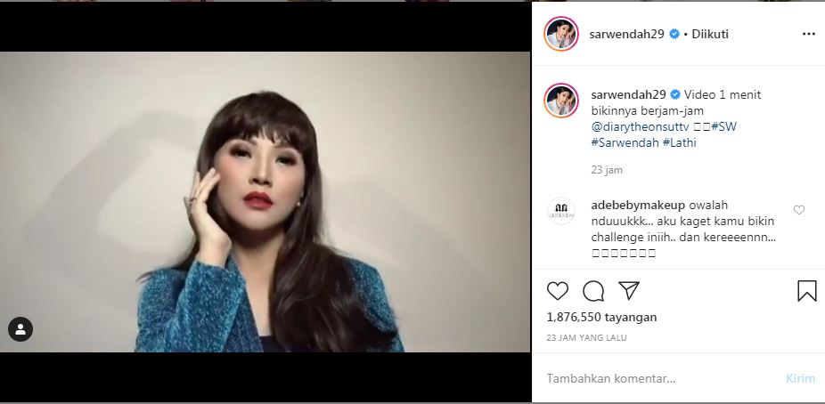 Penampilan Sarwendah saat ikut Lathi Challenge