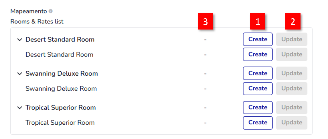 Botões Criar e Atualizar
