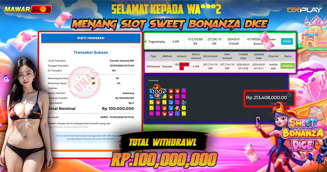 Bukti JP Sweet Bonanza Dice: Kemenangan Spektakuler di Mawarslot!