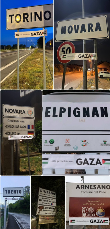 Cartelli simbolici di CasaPound in diverse città italiane: “Città gemellata con Gaza” per rompere il muro del silenzio Cartelli simbolici di CasaPound in diverse città italiane: “Città gemellata con Gaza” per rompere il muro del silenzio