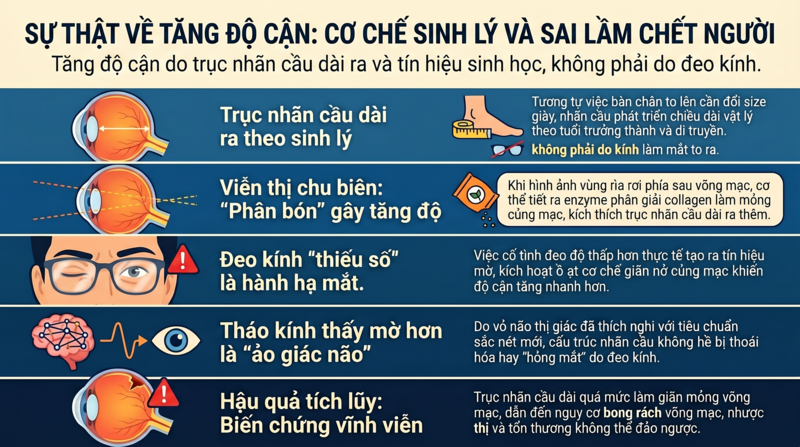 2.1. Tại sao nhiều người cảm thấy "đeo kính càng lâu càng tăng độ"?