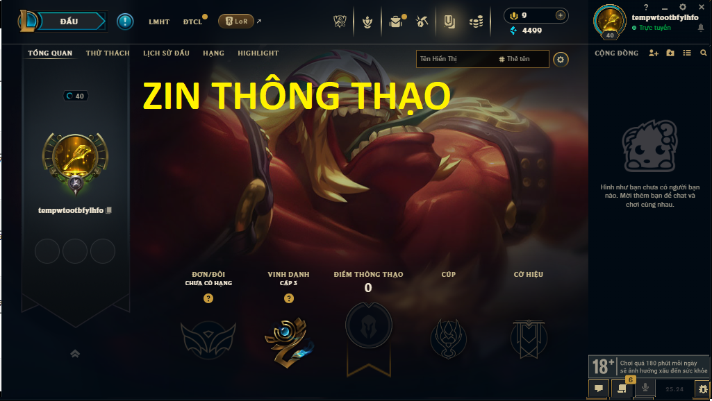 Acc LMHT # - Không Khung