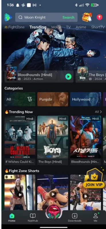 MovieBox App Home Screen