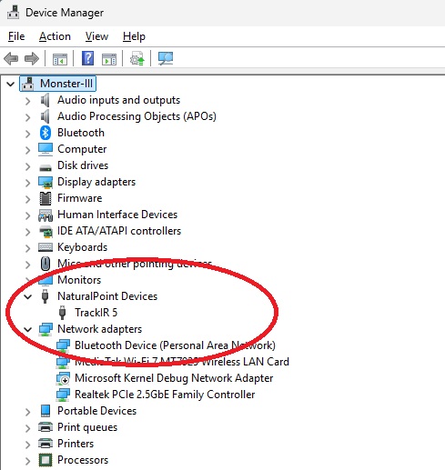 TIR5 in Device Manager