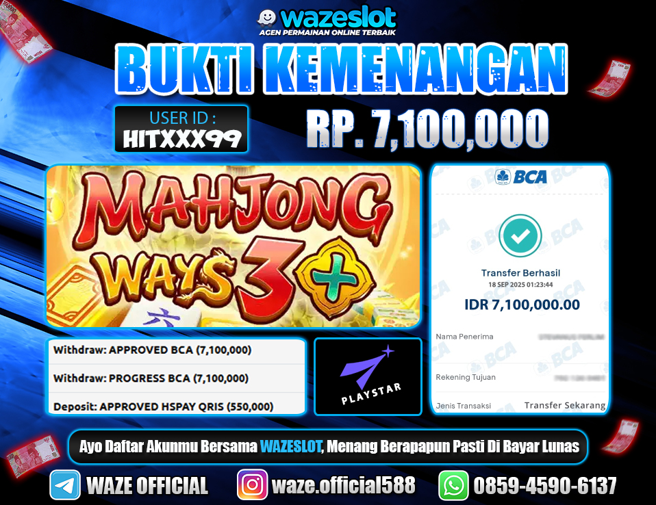 BUKTI KEMENANGAN 18 SEPTEMBER 2025 GAME MAHJONG WAYS 3+ ( PLAYSTAR )
