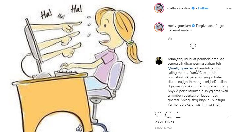 Unggahan Melly Goeslaw (Instagram/melly_goeslaw)


