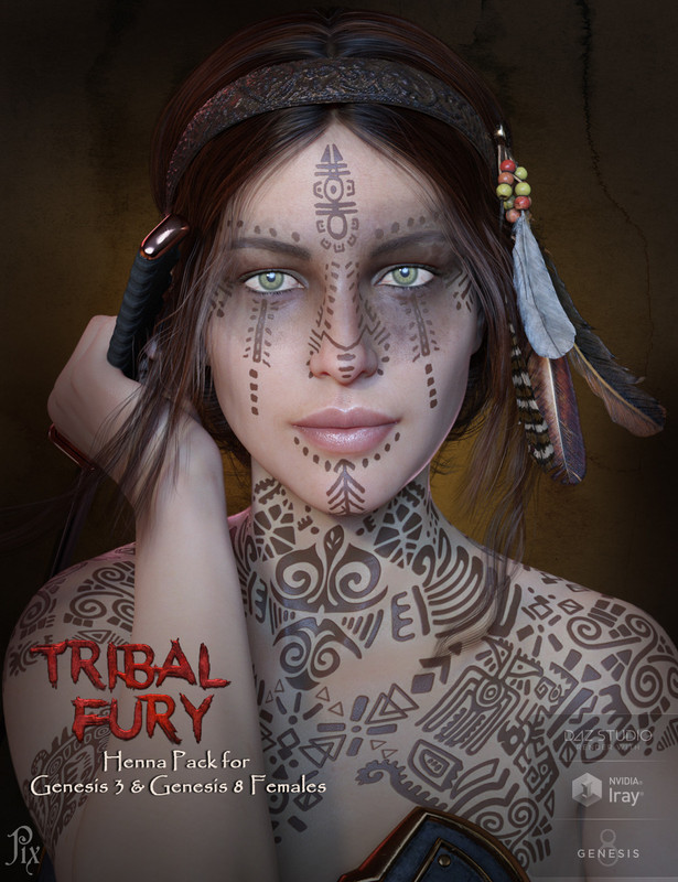 Tribal Fury Henna for Genesis 3 and 8 with Bonus Character Tribal Fury Henna for Genesis 3 and 8 with Bonus Character