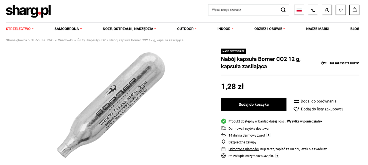 Screenshot 2025-10-10 at 13-49-59 Nabój kapsuła Borner CO2 12 g kapsuła zasilająca