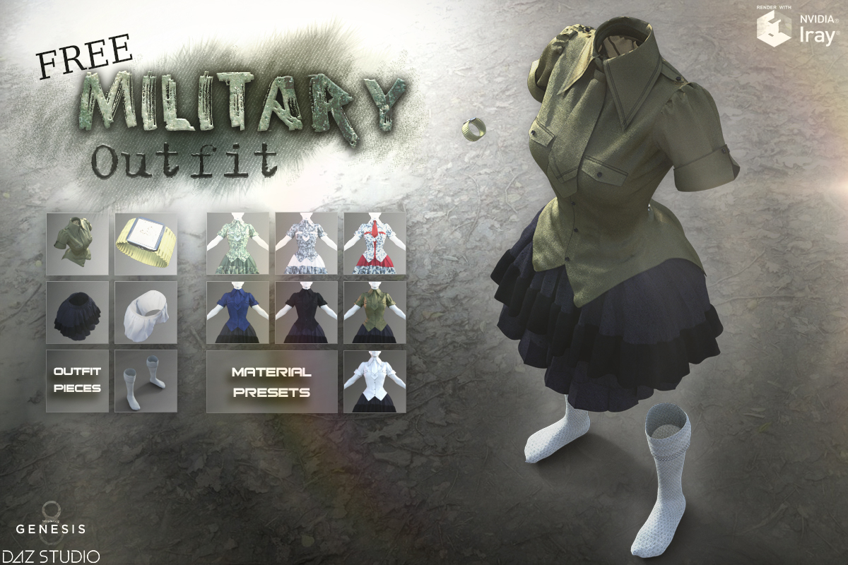 Military Uniform for Genesis 8 Female s