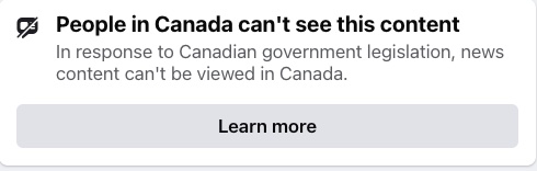 Image of news being blocked by Facebook