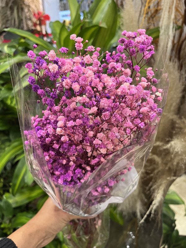 Ramillete Flor Preservada Rosa Y Morada