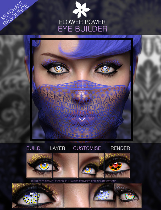 Flower Power Eye Builder Merchant Resource for Genesis 8.1 Females