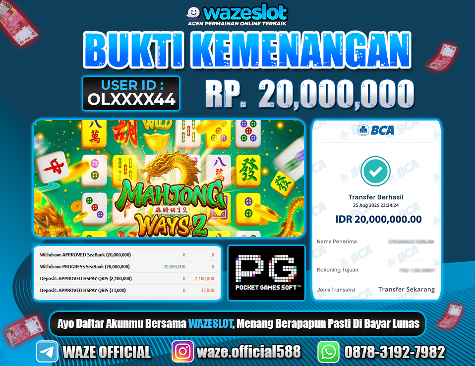 BUKTI KEMENANGAN 26 AGUSTUS 2025 GAME MAHJONG WAYS 2 ( PG SOFT )