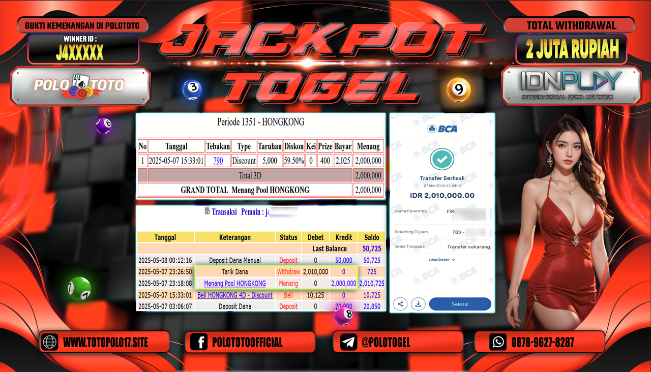 POLOTOTO JACKPOT TOGEL HONGKONG LOTTO Rp.2.010.000,-
