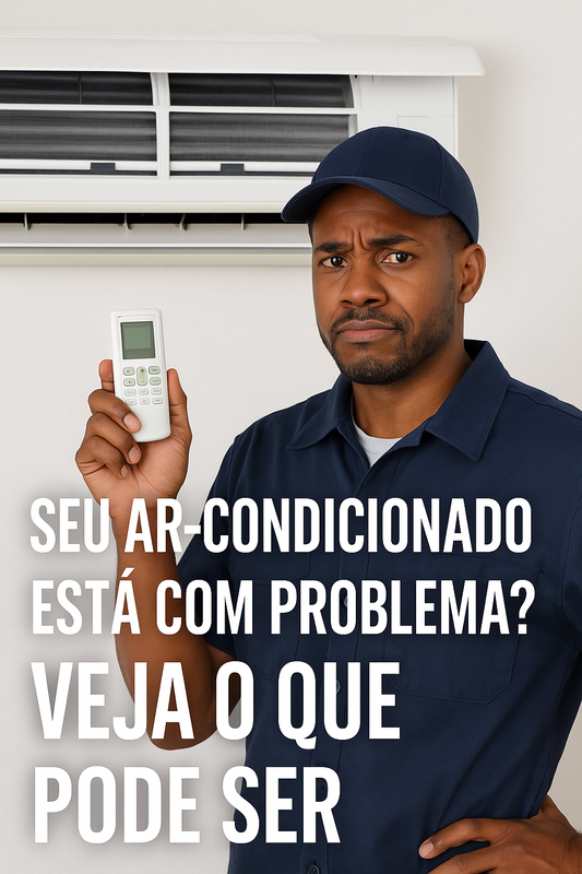 Técnico analisando ar-condicionado com controle