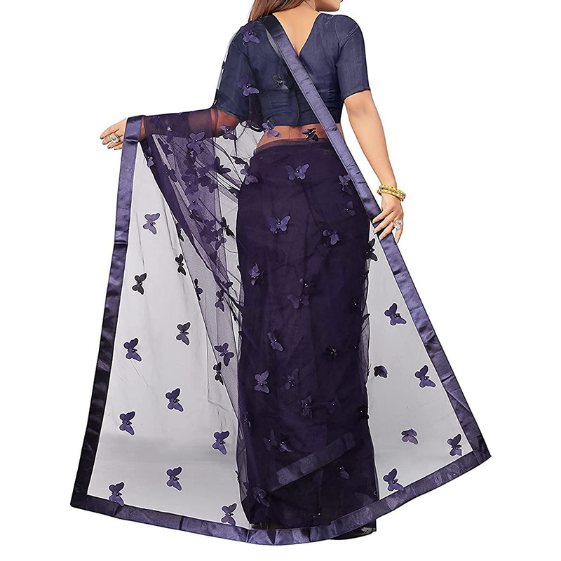 Women's Embroidered Fashionable Butterfly Pattern Saree Top Bolywood Readywear - Picture 3 of 33