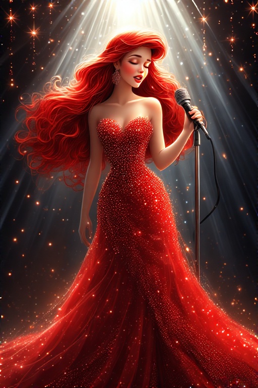 Disney-style-Ariel-singing-on-6