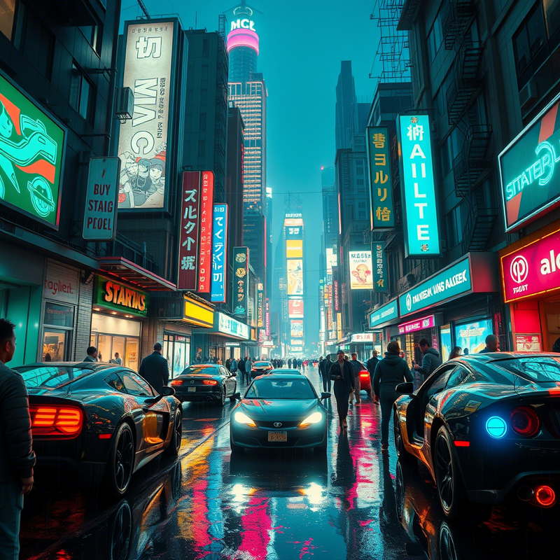Cyberpunk style gallery interaction