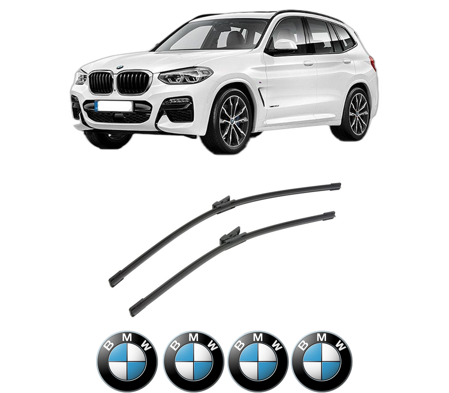 Set stergatoare auto BMW Seria X3 (G01, F97, G08) din 2017-2023, pentru parbriz auto, 2 bucati, Bosch Aerotwin, din cauciuc siliconat rezistent, 4 Stickere Auto BMW Seria