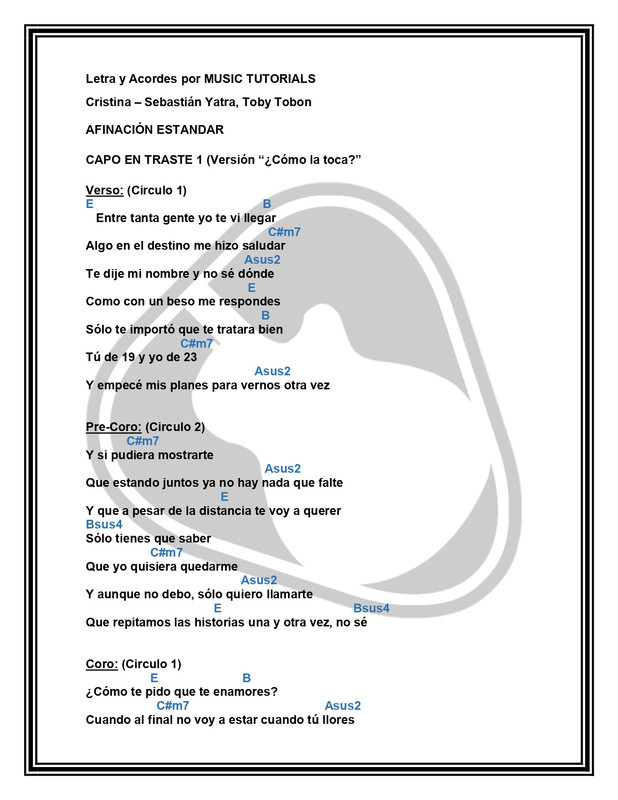 Cristina Cómo la toca Toby Tobon Sebastian Yatra Letra y Acordes by MUSICTUTORIALS_page-0001