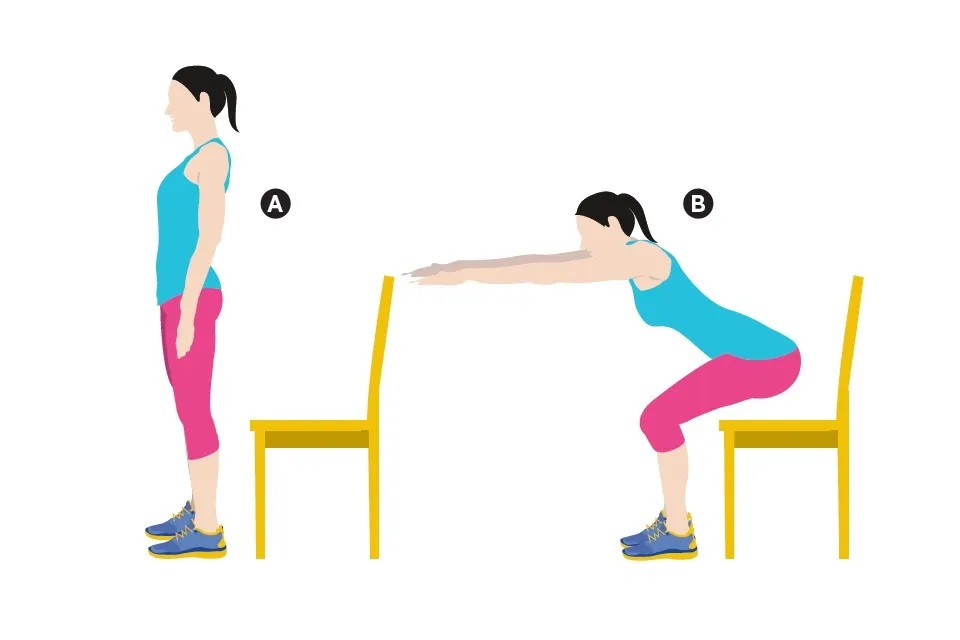 Chair Squats sitting and standing exercise
