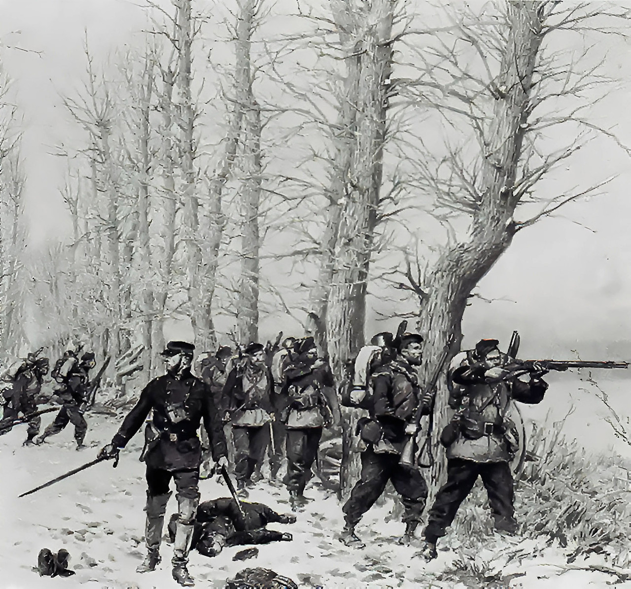 Franco prusiana Le Bourget los fusileros marinos del contra almirante Saisset en el combate de