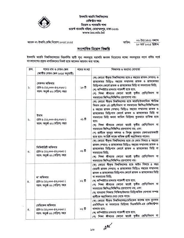 Islamic Arabic University (IAU) Job Circular 2025 PDF-2