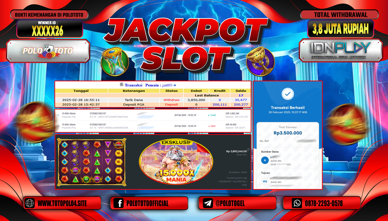 POLOTOTO JACKPOT SLOT 15.000X MANIA Rp.3.850.000,-