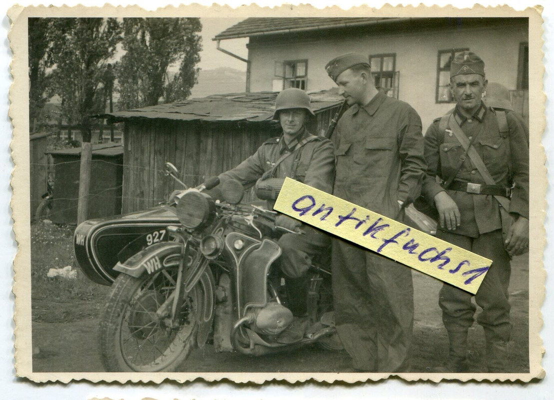 Foto - Ziviles BMW-Krad Gespann als Militär-Krad mit WH-Kennung im 2.WK