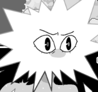 A screenshot of Loop from the game In Stars and Time. They're making a distressed expression and their eyes are wide.