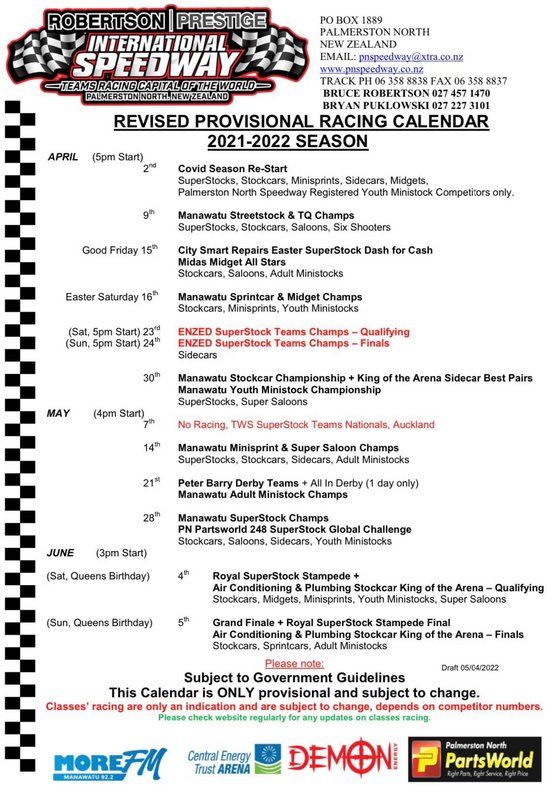 Palmy calendar update Macgor's NZ Speedway