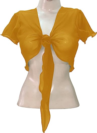 Women's Chiffon Choli Blouse Short Sleeve Tie Crop Top Shrug Belly Dance Gypsy - Bild 25 von 63