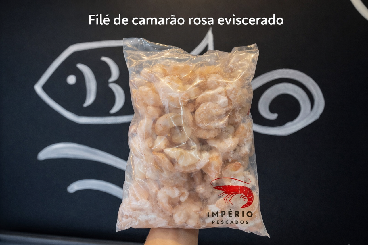 Filé de camarão rosa evicerado