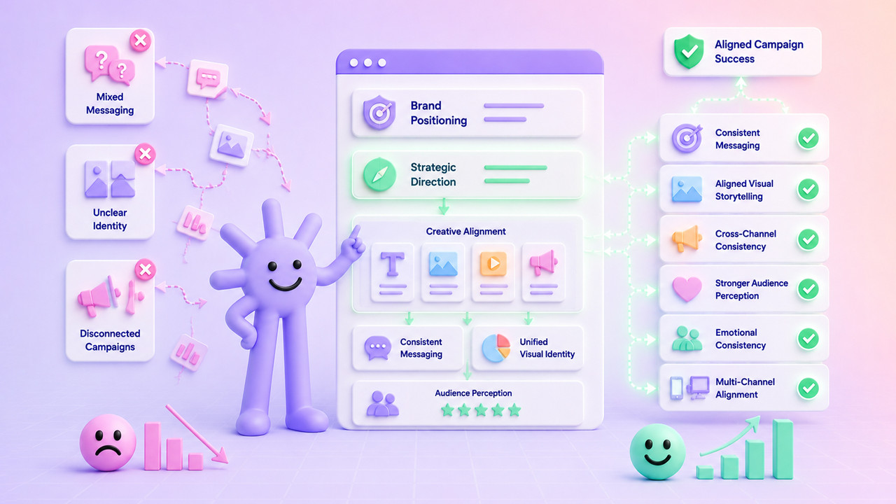 Illustrations show that define clear brand positioning to guide creative direction.
