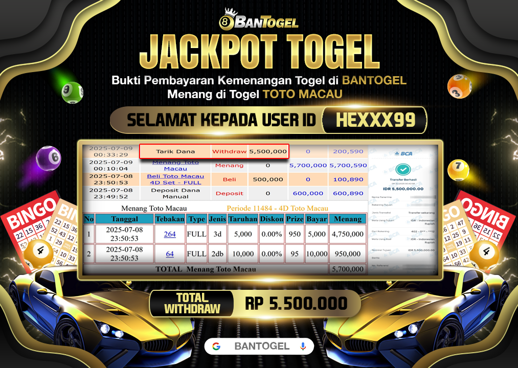 BUKTI JACKPOT LUNAS BANTOGEL