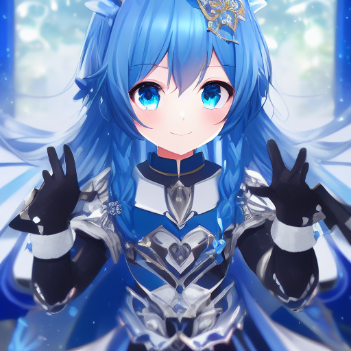 00478-162498945-DATE_ A_LIVE, detailed ((armor)) [white_dress] and blue gloves, arm up, 9yo little g