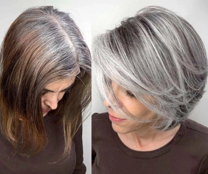 Cutting and coloring gray hair