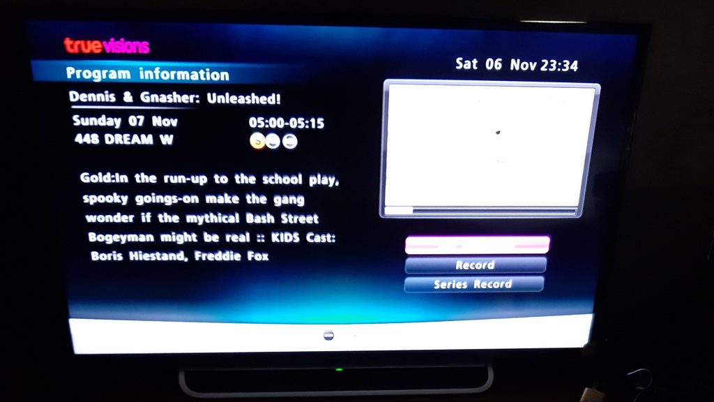 Three random airings all showing the description: 'In the run-up to the school play, spooky goings-on make the gang wonder if the mythical Bash Street Bogeyman might be real' (for the episode 'The Bash Street Bogeyman', first episode of the 2021 season)