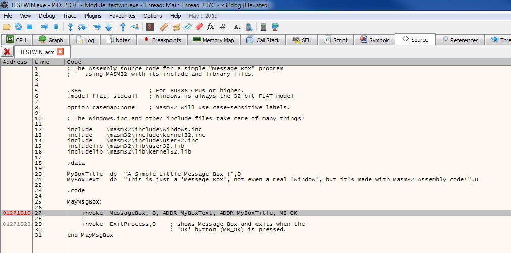 sample program in masm32