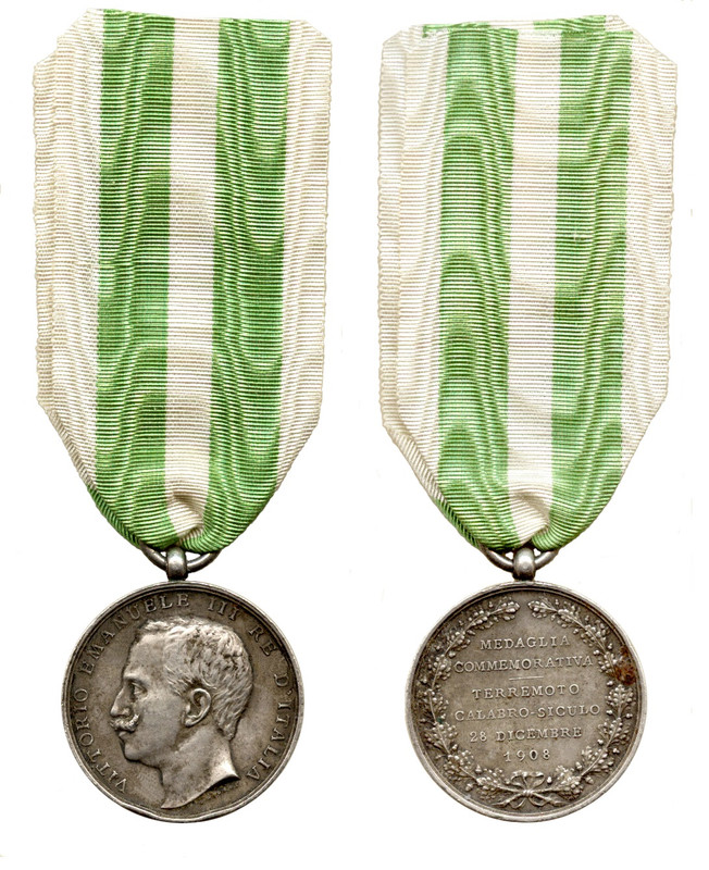 Королевство Италия. Памятная медаль землетрясени
