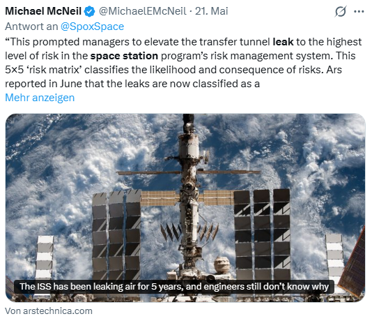 Leck auf ISS