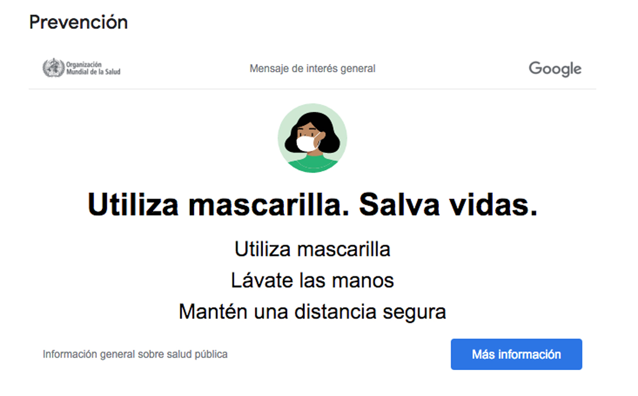 Google recuerda consejos sanitarios contra el COVID-19, por variante Ómicron