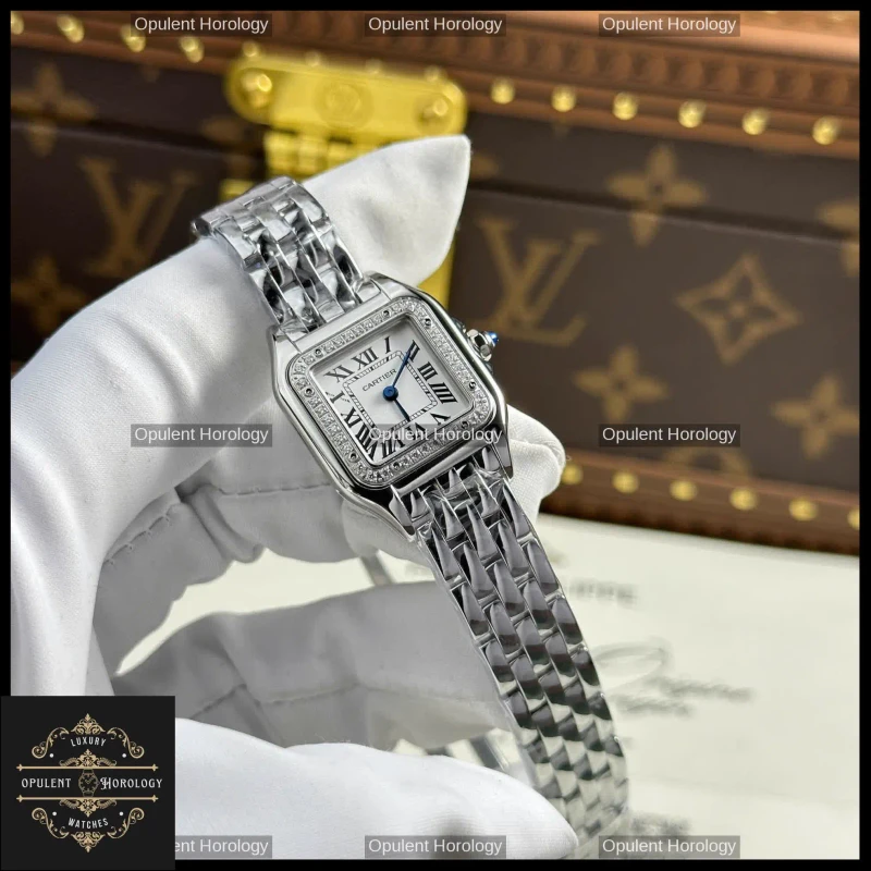 Cartier Panthere Mini Women's Watch Polished Steel 23x30mm White Dial - Super Clone